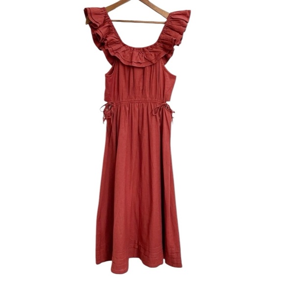 NWT Tuckernuck CLEOBELLA Linen Blend Daria Midi Dress in Deep Brick Size M - Picture 7 of 16